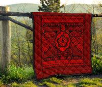 Hawaii Polyensian Turtle Premium Quilt Red - Polynesian Pride