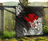 Hawaii Premium Quilt - Red Kanaka Maoli & White Hibiscus Style - Polynesian Pride