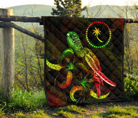 Chuuk Polynesian Premium Quilt - Turtle With Blooming Hibiscus reggae - Polynesian Pride