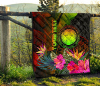 Northern Mariana Islands Personalised Premium Quilt - Hibiscus and Banana Leaves - Polynesian Pride