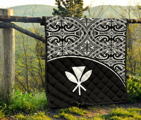 Hawaii Polynesian Premium Quilt - White Kanaka Maoli Curve Version - Polynesian Pride