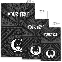 Pohnpei Personalised Area Rug - Pohnpei Seal With Polynesian Tattoo Style ( Black) - Polynesian Pride