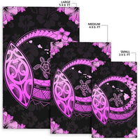 Hawaii Turtle Hibiscus Corner Map Polynesian Area Rug AH - Polynesian Pride