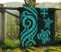Fiji Polynesian Premium Quilt - Turquoise Tentacle Turtle - Polynesian Pride