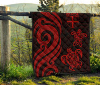 Fiji Polynesian Premium Quilt - Red Tentacle Turtle - Polynesian Pride