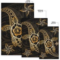Kanaka Map Hibiscus Plumeria Turtle Art Polynesian Area Rug Gold AH - Polynesian Pride