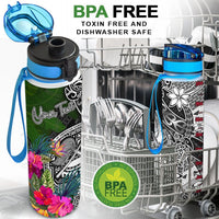 American Samoa Custom Personalised Hydro Tracking Bottle - Turtle Plumeria Banana Leaf - Polynesian Pride