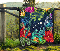 Hawaii Shark Tropical Color Premium Quilt - Polynesian Pride