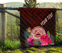 American Samoa Personalised Premium Quilt - Coat Of Arm With Polynesian Patterns - Polynesian Pride