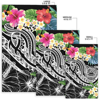 Polynesian American Samoa Area Rug - Summer Plumeria (Black) - Polynesian Pride