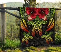 Hawaii Turtle Tropical Polynesian Premium Quilt - Iris Style - AH - Polynesian Pride