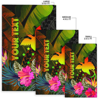 Papua New Guinea Polynesian Personalised Area Rug - Hibiscus and Banana Leaves - Polynesian Pride