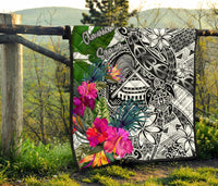 American Samoa Premium Quilt White - Turtle Plumeria Banana Leaf - Polynesian Pride