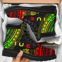Niue Leather Boots - Polynesian Reggae Chief Version - Polynesian Pride