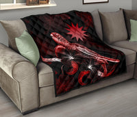 Nauru Polynesian Premium Quilt - Turtle With Blooming Hibiscus Red - Polynesian Pride