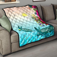 Polynesian Hawaii Quilts - View sea Hawaii with Turtle and Whale Blue - Polynesian Pride
