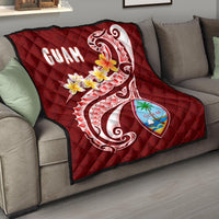 Guam Premium Quilt - Guam Seal Polynesian Patterns Plumeria (Red) Red - Polynesian Pride