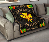 Kanaka Maoli Flag Polynesian Premium Quilt Gold - Love Style - Polynesian Pride
