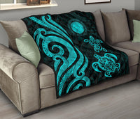 Northern Mariana Islands Premium Quilt - Turquoise Tentacle Turtle - Polynesian Pride