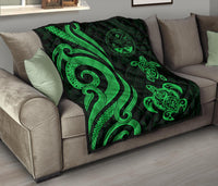 Marshall Islands Premium Quilt - Green Tentacle Turtle Crest - Polynesian Pride