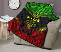 Niue Premium Quilt - Niue Seal Polynesian Chief Reggae Version - Polynesian Pride