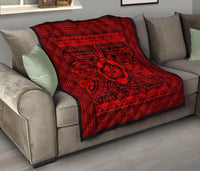 Hawaii Polyensian Turtle Premium Quilt Red - Polynesian Pride