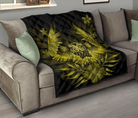 Hawaii Owl Hibiscus Plumeria Premium Quilt - Yellow - Polynesian Pride