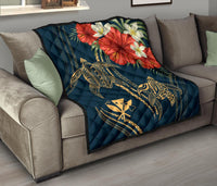 Hawaii Polynesian Turtle Hibiscus Premium Quilt - Nolan Style - Polynesian Pride