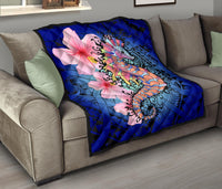Hawaii Polynesian Pink Hibiscus Seahorse Premium Quilt - Polynesian Pride