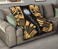 Marshall Islands Premium Quilt - Marshall Islands Seal Polynesian Gold Tattoo - Polynesian Pride