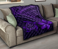 Hawaii Quilt - Hawaii Turtle Plumeria Quilt Purple - Polynesian Pride