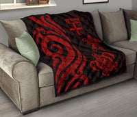 Fiji Polynesian Premium Quilt - Red Tentacle Turtle - Polynesian Pride