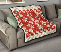 Hawaiian Turtle Pattern Premium Quilt - Red - Argu Style - AH - Polynesian Pride