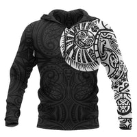 New Zealand Maori Hoodie, Maori Warrior Tattoo Pullover Hoodie White Pullover Hoodie Black - Polynesian Pride