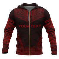 Niue Polynesian Chief Custom Zip up Hoodie Red Version - Polynesian Pride