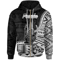 New Caledonia Islands Zip Hoodie Pouebo Seal of New Caledonia Polynesian Patterns Unisex Black - Polynesian Pride