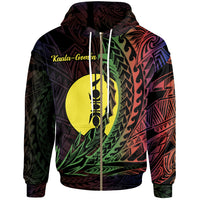 New Caledonia Zip Hoodie Kaala Gomen Wings Style Flag Color Unisex Black - Polynesian Pride