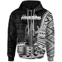 New Caledonia Islands Zip Hoodie Houailou Seal of New Caledonia Polynesian Patterns Unisex Black - Polynesian Pride
