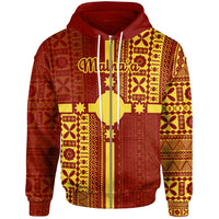 Rotuma Zip Hoodie Malhaa Rotuma Flag Style Unisex Red - Polynesian Pride