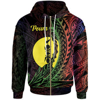 New Caledonia Zip Hoodie Poum Wings Style Flag Color Unisex Black - Polynesian Pride