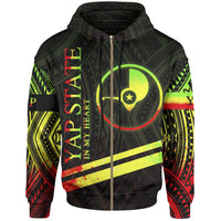 Yap State Zip Hoodie In My Heart Style Reggae Polynesian Patterns Unisex Black - Polynesian Pride