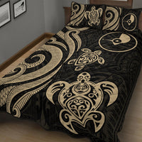 Yap Quilt Bed Set - Gold Tentacle Turtle - Polynesian Pride