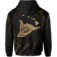Polynesian Kanaka Shaka Map of Hawaii Zip Hoodie Gold - Polynesian Pride