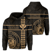 Polynesian Kakau Kanaka Seal of Hawaii Hoodie Gold Unisex Gold - Polynesian Pride