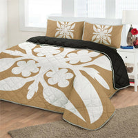 Hawaiian Royal Pattern Quilt Bed Set - Gold - G1 Style - AH - Polynesian Pride