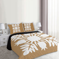 Hawaiian Royal Pattern Quilt Bed Set - Gold - N1 Style - AH - Polynesian Pride