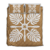 Hawaiian Royal Pattern Quilt Bed Set - Gold - I3 Style - AH Gold - Polynesian Pride