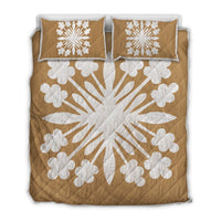 Hawaiian Royal Pattern Quilt Bed Set - Gold - G2 Style - AH Gold - Polynesian Pride