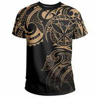 Hawaii Kanaka Polynesian Tribal T Shirt Gradiant Style Gold - Polynesian Pride