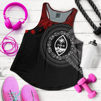 Guam Polynesian Women's Racerback Tank - Polynesian Chain Style Black - Polynesian Pride